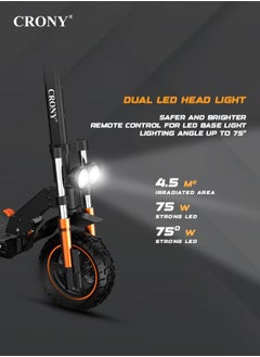 Crony CronyM5 Pro High Speed Electric Scooter Up to 45 km/h 10-Inch Wide Tires, Mobile Phone Holder Bluetooth Speaker,Rear Luggage Box Rearview Mirrors Dual LED Headlamps IPX4 Waterproof App Connectivity  - Image 3