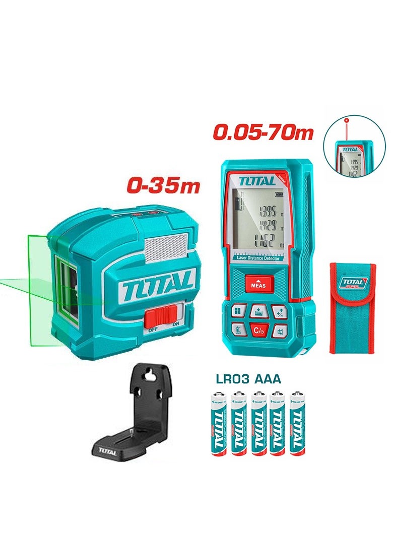 TOTAL - Total Laser Level and Distance Measuring Kit – 2-Piece Set TOSLL0401, Self-Leveling Line Laser and Laser Distance Detector for Accurate Measurement, Indoor & Outdoor Projects - Image 1