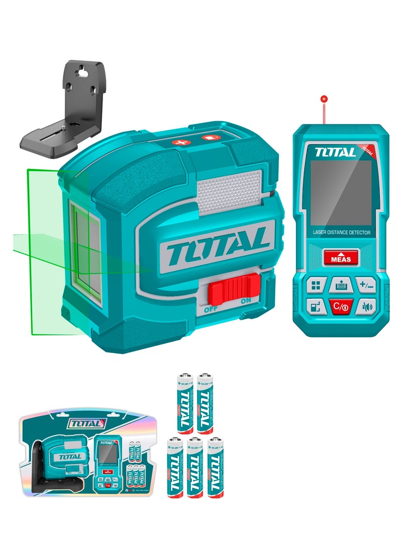 TOTAL - Total Laser Level and Distance Measuring Kit – 2-Piece Set TOSLL0401, Self-Leveling Line Laser and Laser Distance Detector for Accurate Measurement, Indoor & Outdoor Projects - Image 1
