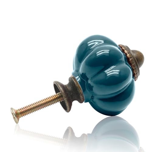 Seimneire 12pcs Teal Vintage Ceramic Cabinet Knobs and Drawer Pulls with Mounting Screws - Image 3