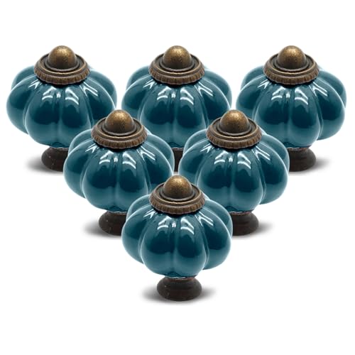 Seimneire 12pcs Teal Vintage Ceramic Cabinet Knobs and Drawer Pulls with Mounting Screws - Image 1