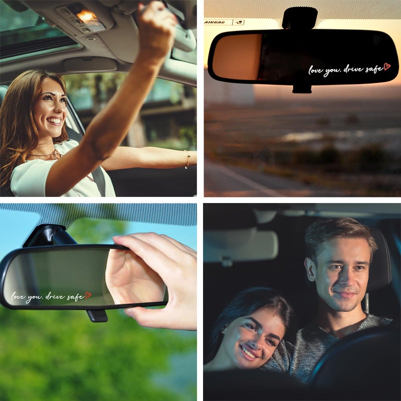 TIIMGCOO 3X Love You Drive Safe Car Mirror Sticker, Cute Car Decals for Women Mom, Rear View Mirror Decal Affirmation Stickers, Valentines Day Gifts for Her, Him (White) - Image 5