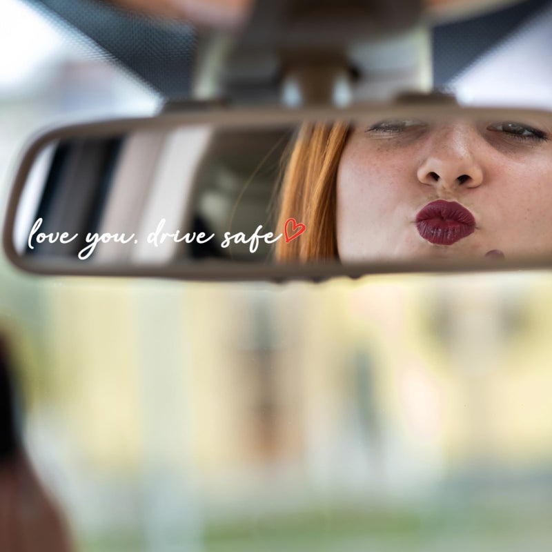 TIIMGCOO 3X Love You Drive Safe Car Mirror Sticker, Cute Car Decals for Women Mom, Rear View Mirror Decal Affirmation Stickers, Valentines Day Gifts for Her, Him (White) - Image 3