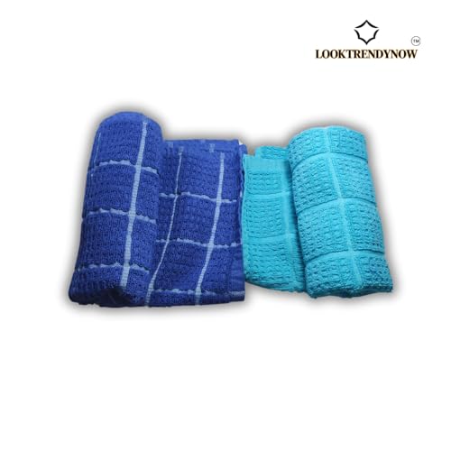 LookTrendyNow Super Soft Lint Free Quick Dry Gym Towel Essence (Dark Blue Light Blue) |41X61 cms| (Pack of 2) - Image 3