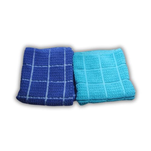 LookTrendyNow Super Soft Lint Free Quick Dry Gym Towel Essence (Dark Blue Light Blue) |41X61 cms| (Pack of 2) - Image 1