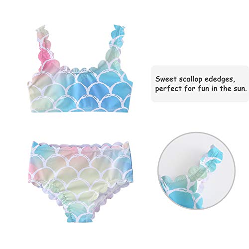 HowJoJo Big Girls Two Piece Bikini Swimsuits Mermaid Swimwear Falbala Bathing Suit Set Size 10/8-10 - Image 3
