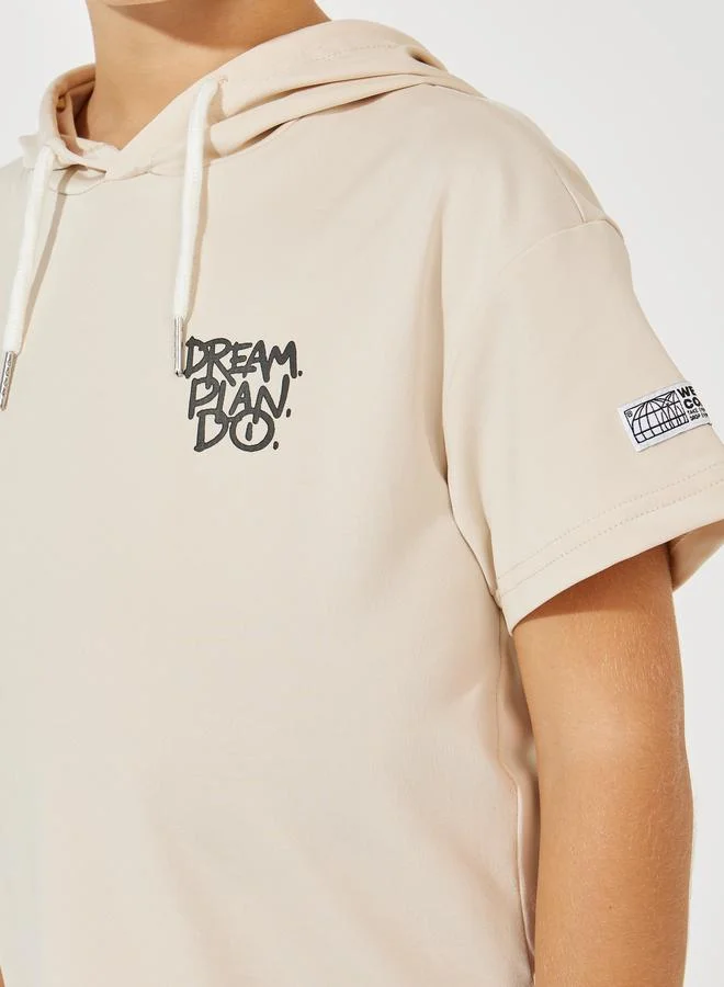 Styli Patch Detail Hooded Top & Cargo Joggers Set
