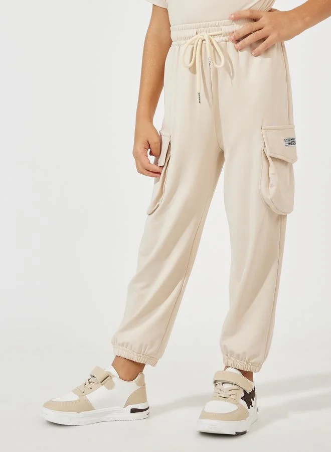 Styli Patch Detail Hooded Top & Cargo Joggers Set