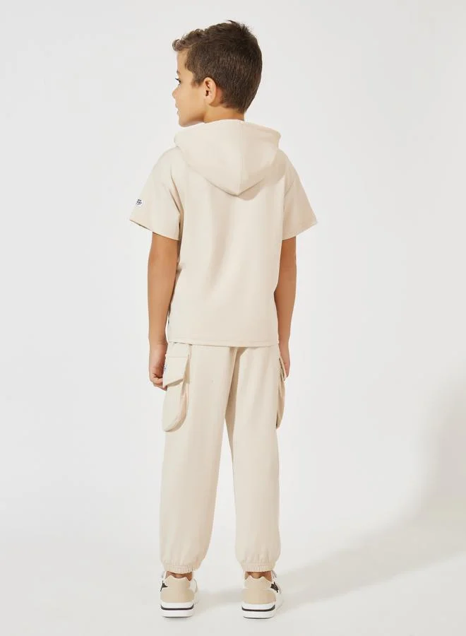 Styli Patch Detail Hooded Top & Cargo Joggers Set