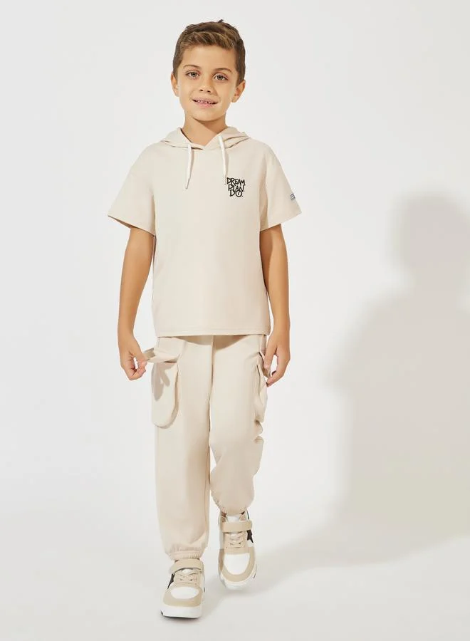Styli Patch Detail Hooded Top & Cargo Joggers Set