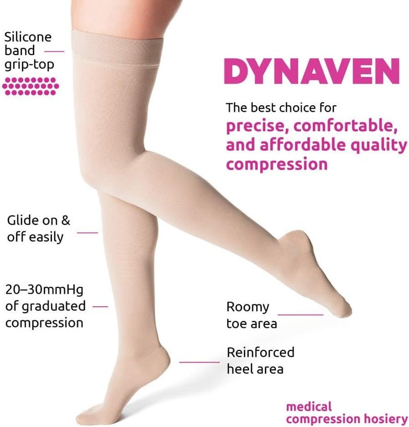 sigvaris جوارب ضاغطة نسائية من SIGVARIS DYNAVEN بقدم مغلقة حتى الفخذ مع حافة مضادة للانزلاق 20-30 مم زئبقي - أسود - كبير جداً قصير - Image 2