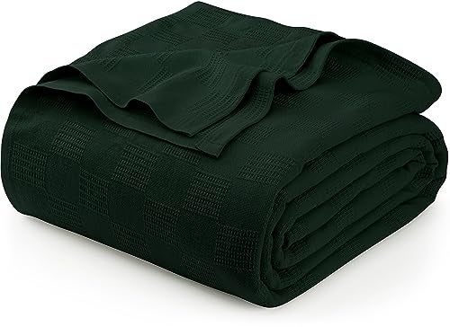 Utopia Bedding Forest Green 100 Cotton Blanket King Size  90x108 Inch 350GSM Lightweight Soft and Breathable Thermal Blanket for All Seasons