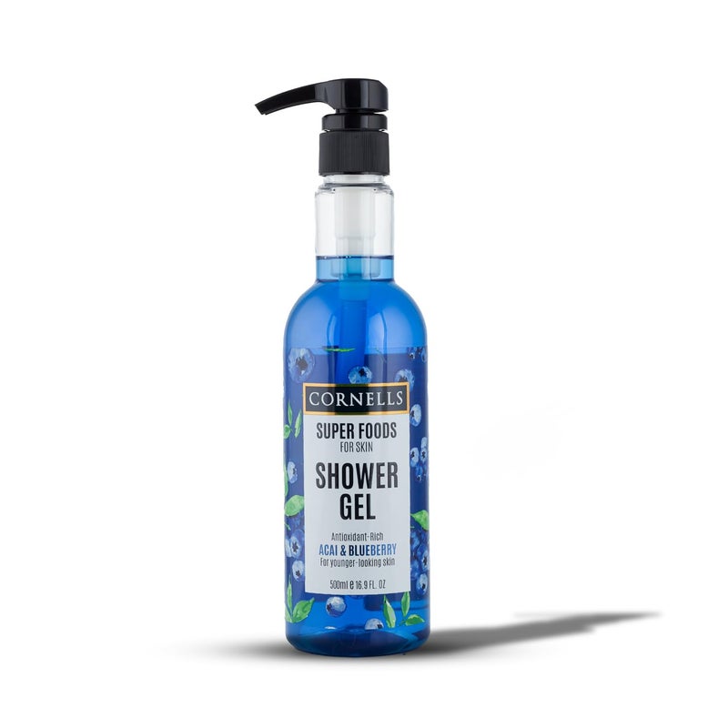 CORNELLS WELLNESS CORNELLS Super Foods Acai & Blueberry Shower Gel | For Younger Looking Skin For Men & Women | Hydrating, Moisturizing, and Gentle Cleansing Shower Gel - 500ml - Image 1