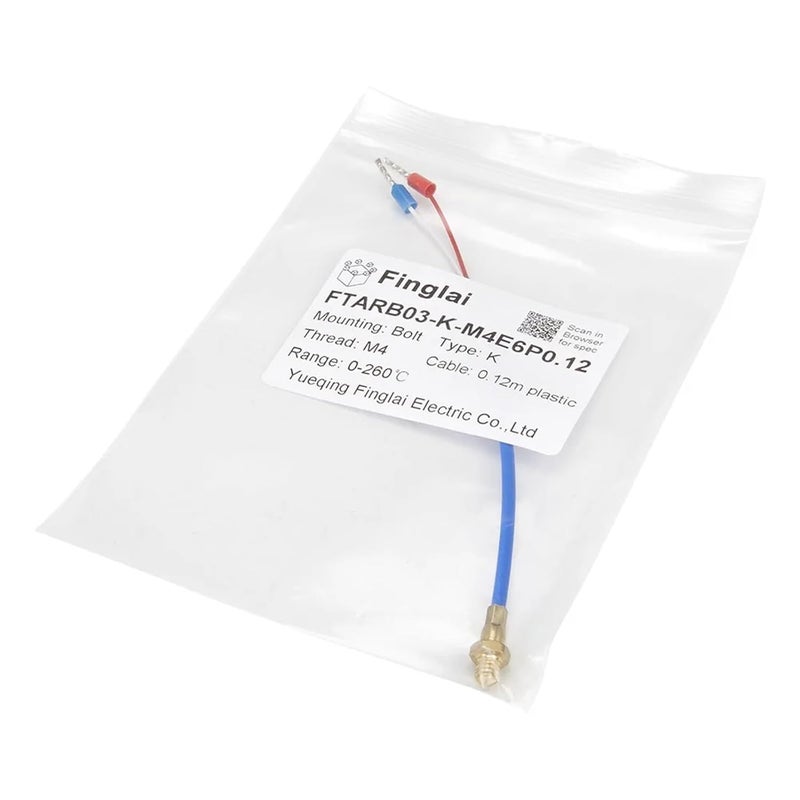 FTARB03 K Type M3 M4 Bolt Head 0.12m Plastic Cable 3D Printer thermocouple Screw Temperature Sensor(M4 8x9mm Bolt hex) - Image 4