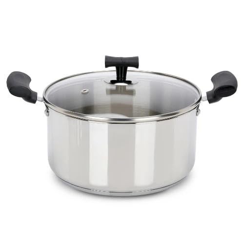 DONIV DONIV Solitaire Sandwich Bottom Stainless Steel Sauce Pot with Glass Lid 24 cm 5 LTR Cap Sauce Pot with Cool Touch Bakelite Handle Induction Compatible ISI Certified 5 Year Warranty Pack of 1 - Image 1