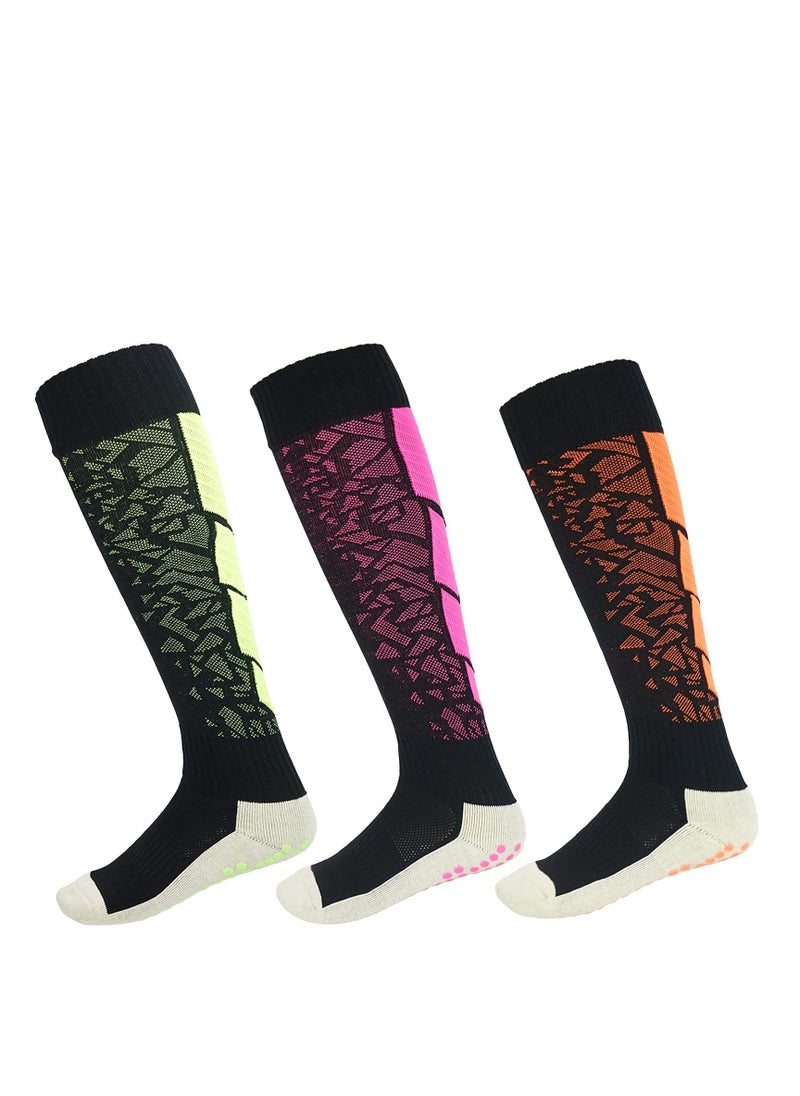 SYOSI - Non Slip Compression Socks, Long Anti Skid Tube Socks Grip Knee High Sports Soccer Socks, Durable Heavy Weight Grip Socks, Breathable Fabric, Tight and Strechy Material, Used as Yoga, Soccer (3 Pair) - Image 1
