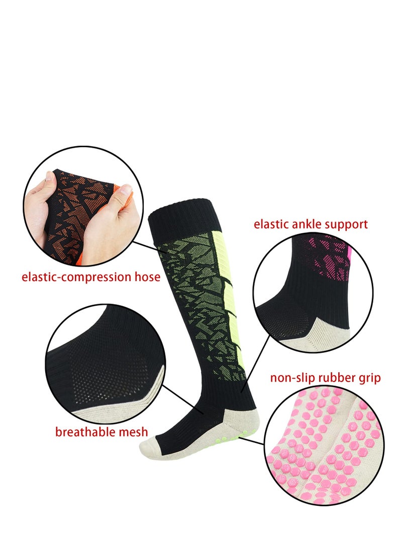 SYOSI - Non Slip Compression Socks, Long Anti Skid Tube Socks Grip Knee High Sports Soccer Socks, Durable Heavy Weight Grip Socks, Breathable Fabric, Tight and Strechy Material, Used as Yoga, Soccer (3 Pair) - Image 1