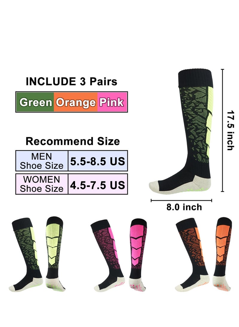 SYOSI - Non Slip Compression Socks, Long Anti Skid Tube Socks Grip Knee High Sports Soccer Socks, Durable Heavy Weight Grip Socks, Breathable Fabric, Tight and Strechy Material, Used as Yoga, Soccer (3 Pair) - Image 1