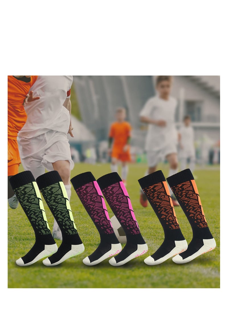 SYOSI - Non Slip Compression Socks, Long Anti Skid Tube Socks Grip Knee High Sports Soccer Socks, Durable Heavy Weight Grip Socks, Breathable Fabric, Tight and Strechy Material, Used as Yoga, Soccer (3 Pair) - Image 1