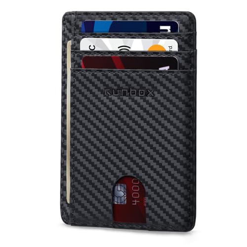 RUNBOX Slim ID Cases Minimalist Front Pocket RFID Blocking Leather Wallets for Men and Women Card Holder Wallets Gifts for men - Image 1