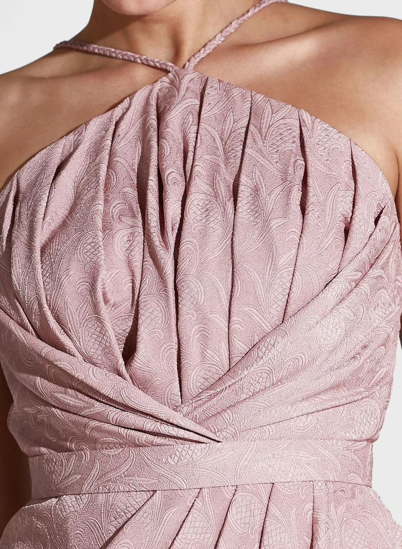 Namshi x Lama Halter Braiding Detail Dress