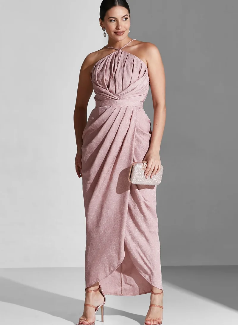 Namshi x Lama Halter Braiding Detail Dress