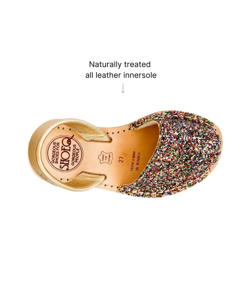 SHOEQ Rainbow Gold Glitter Girls Classic Avarca for Women | Best Price UAE
