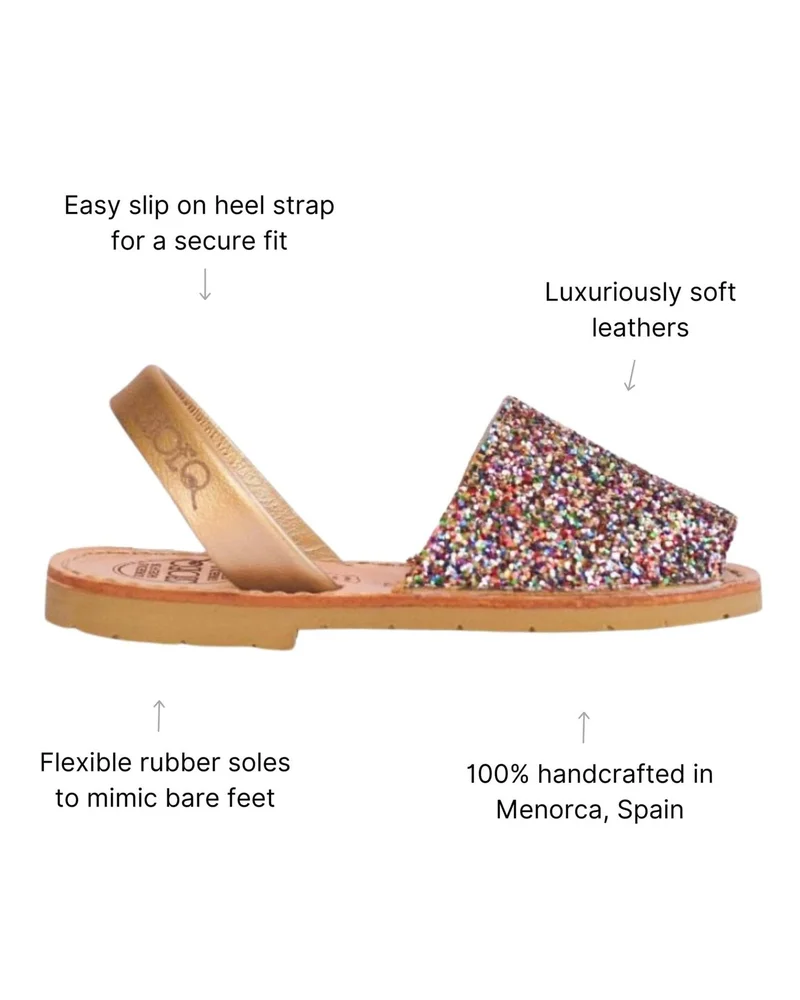 SHOEQ Rainbow Gold Glitter Girls Classic Avarca for Women | Best Price UAE