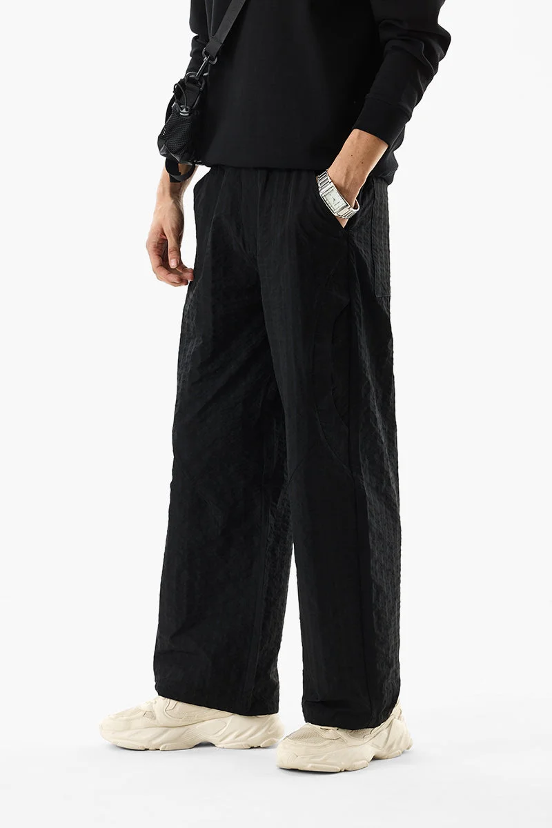 سنيتش Black Textured Relaxed Casual Trousers