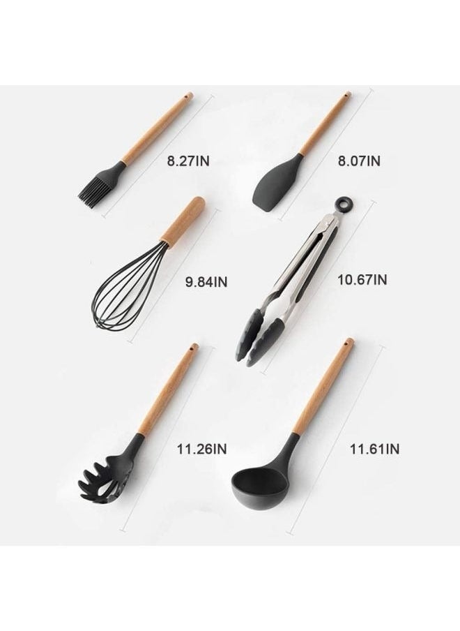 CME 12 Piece Cooking Utensils Set With Wooden Handle  - Image 2