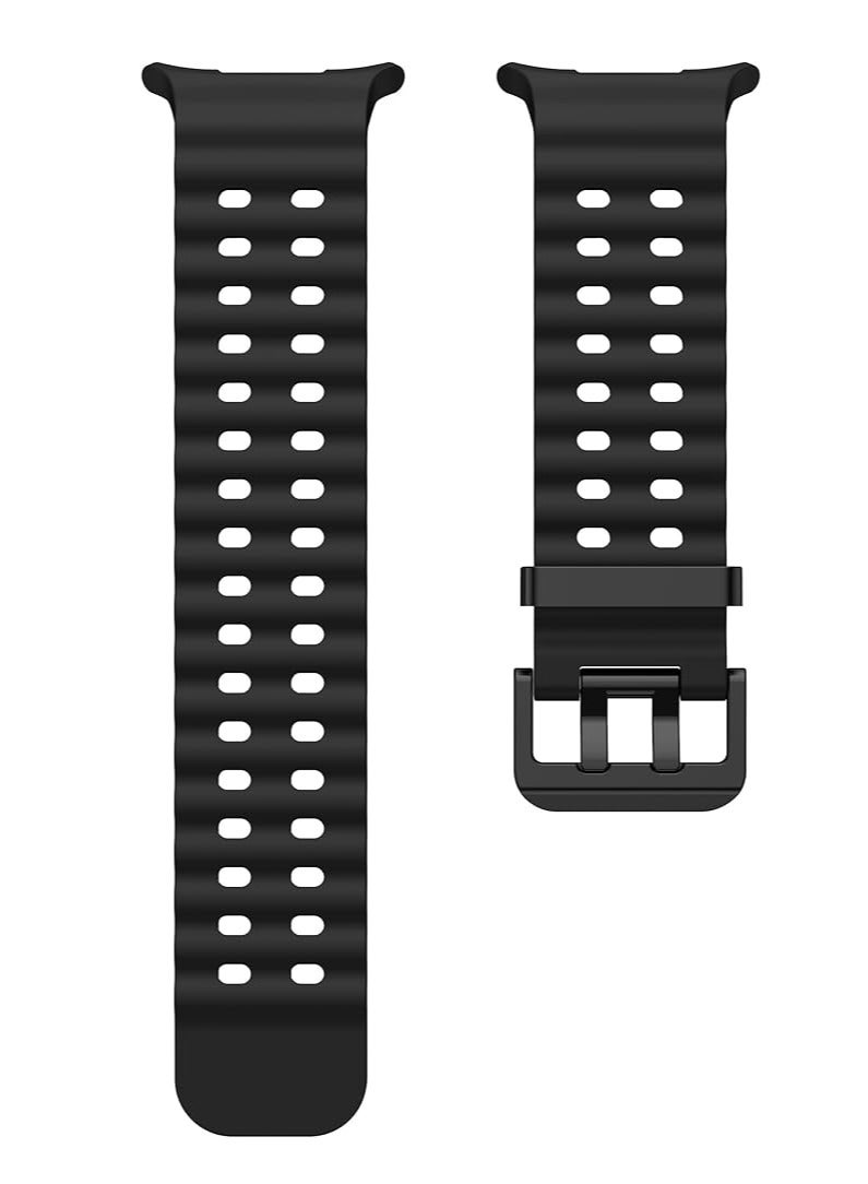 ELTRAZONE Soft Silicone Band for Samsung Galaxy Watch Ultra 47mm, Waterproof and Breathable Sport Watch Strap for Men & Women, Adjustable, Comfortable, Durable, Ideal for Fitness and Daily Use, Black  - Image 4