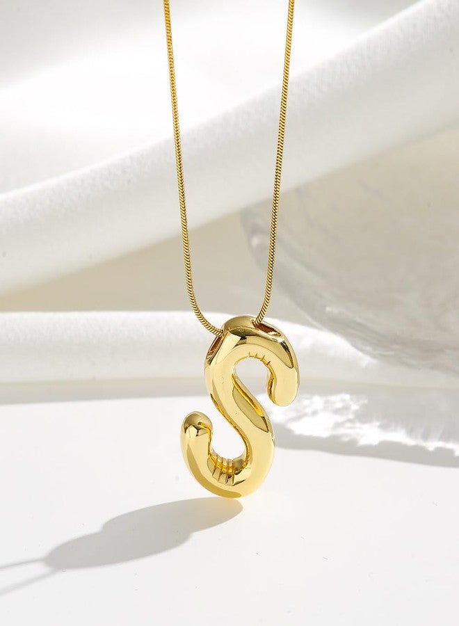 MEENAZ Anti Tarnish ‘S’ Letter Initial Aesthetic Name Chunky Gold Pendant for Women | Stainless Steel Jewellery Necklace Alphabet Chain for Women & Girls | Valentine Gift for Girlfriend - Image 3
