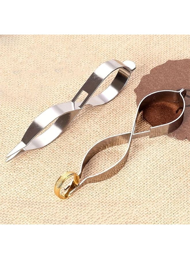 1pc 8 Shaped Jewelry Welding Tweezers With Cross Lock Stainless Steel Ring Making Tools - Image 2