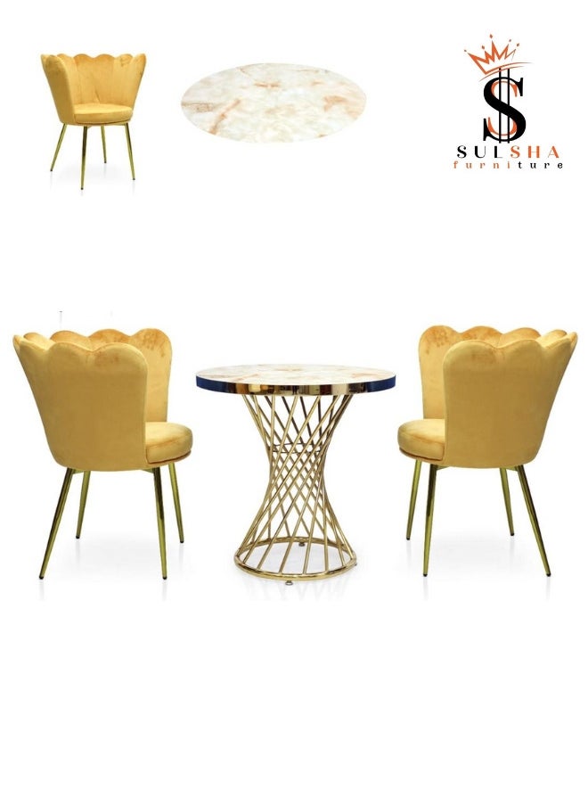 Modren 1+2 Seat Dining Set, Coffee Set with Classic Gold Table - pzsku/Z744398120B6FC2FBDEA9Z/45/_/1727943938/5ceb80a4-096b-4434-883c-a54c518cbaca