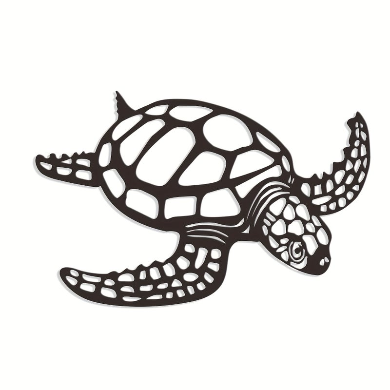Blue Nautical Sea Turtle Metal Wall Art 15.75x14.57 Inch Coastal Home Decor - Image 5
