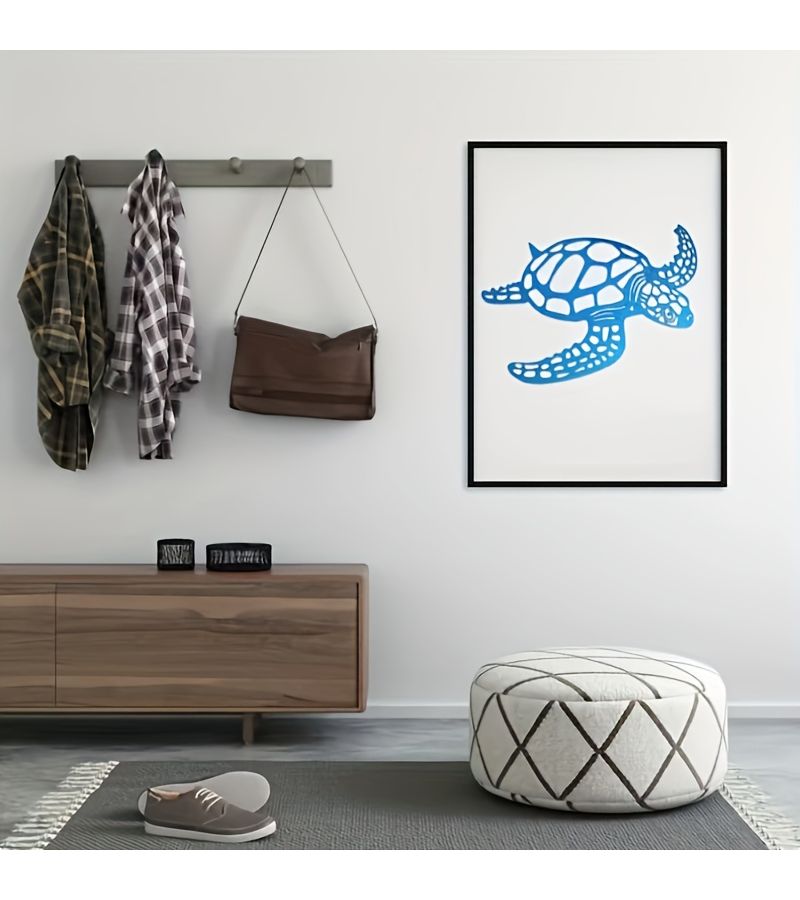 Blue Nautical Sea Turtle Metal Wall Art 15.75x14.57 Inch Coastal Home Decor - Image 4