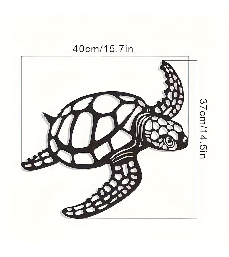 Blue Nautical Sea Turtle Metal Wall Art 15.75x14.57 Inch Coastal Home Decor - Image 3