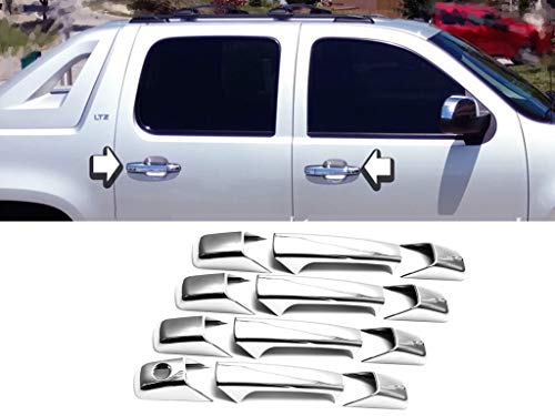 eLoveQ Chrome 4 Door Handle Covers wo Passenger Key Hole Compatible with 0713 Chevy Silverado 0714 Chevy AvalancheSuburbanTahoeGMC SierraYukonYukon XLCadillac Escalade