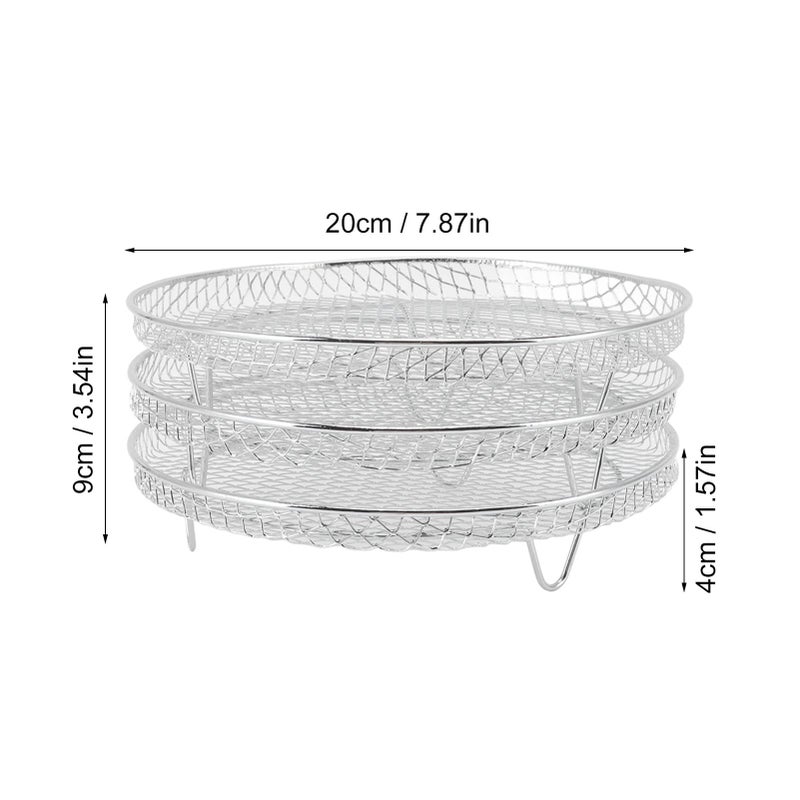 3 Stackable Stainless Steel Air Fryer Rack Dehydrator Basket Grill Accessories Set - Image 5