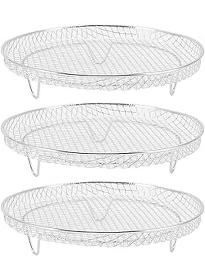 3 Stackable Stainless Steel Air Fryer Rack Dehydrator Basket Grill Accessories Set - Image 1