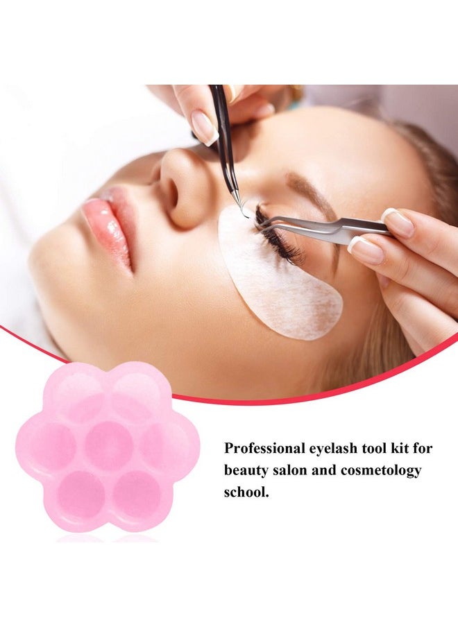 fenshine 100 Pcs Eyelash Extension Glue Holder Flower Shape Glue Cup Plastic Glue Pallet Pad With A Roll Of Glue Point For Eyelash Extension Supply  - Image 5