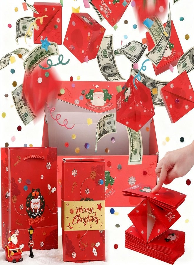 BOVVSKY 16PCS Surprise Gift Box Explosion for Money, Merry Christmas Surprise Gift Box Explosion for Money, Christmas Cash Luxury Folding Pop-Up SurpriseBox (Red) - Image 1