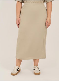 Styli Plus Size Rib Knit A-Line Maxi Skirt  - Image 2