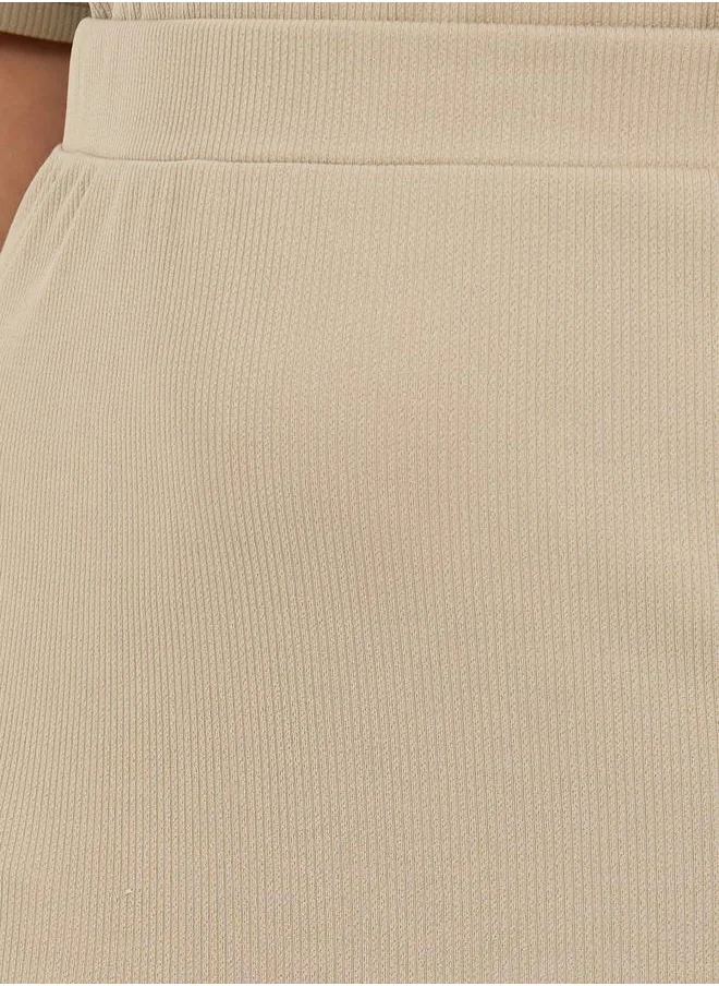 Styli Plus Size Rib Knit A-Line Maxi Skirt