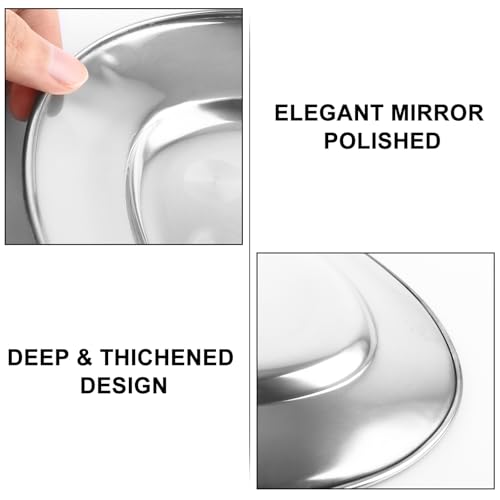 AKOLAFE 8PCS Large Stainless Steel Sizzle Platter Food Serving Trays for Party Buffet Oval Serving Platter Set Decorative Silver Plates Metal Tray Long Sizzler Plates for Sushi Appetizer Table Dish - Image 4