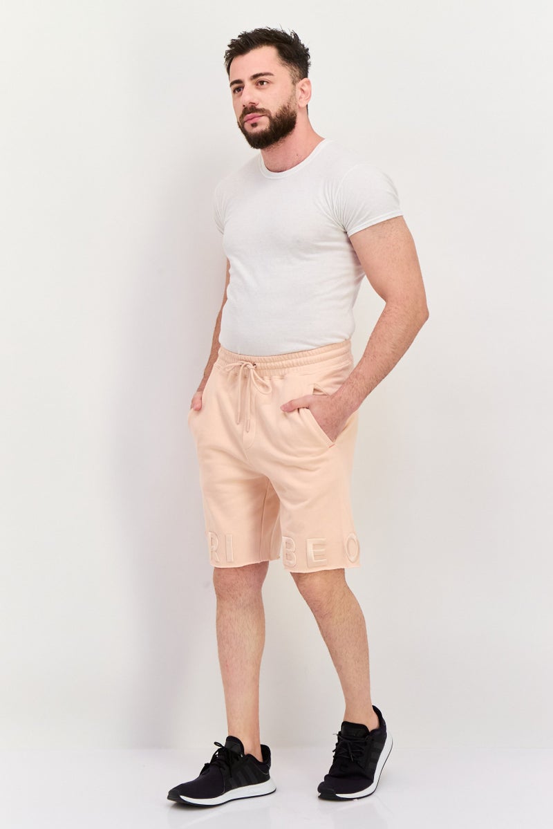 TRIBE OF 6 Men Embroidered Logo Basic Shorts, Pink - Image 2