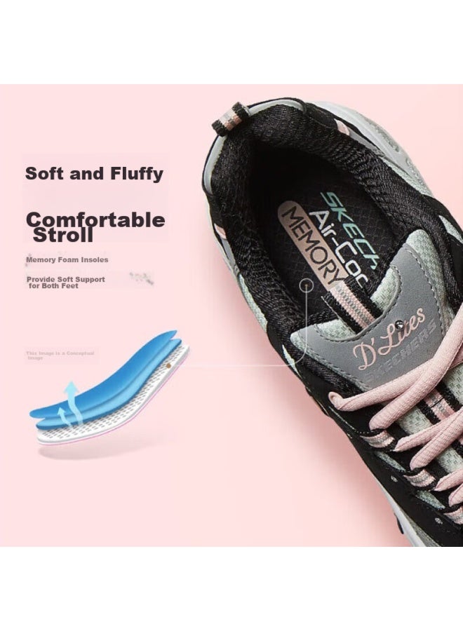 Skechers Colorful Bear Dad Shoes For Women, Platform Casual Sneakers With Thick Soles, Breathable Versatile Sports Shoes Bkgy Black And Gray Size 36 - Image 2