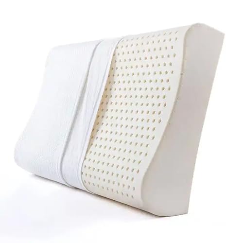 AJISH 100% Organic Contour Latex Pillow Ultra Plush Latex Foam Bed Pillow for Sleeping, Side and Stomach Sleepers- with Inner Cotton Cover, Pack of 1 White - Image 1