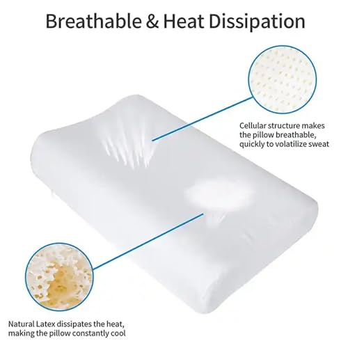 AJISH 100% Organic Contour Latex Pillow Ultra Plush Latex Foam Bed Pillow for Sleeping, Side and Stomach Sleepers- with Inner Cotton Cover, Pack of 1 White - Image 5