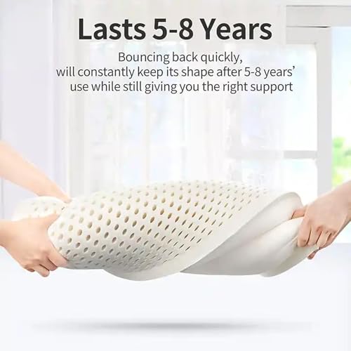 AJISH 100% Organic Contour Latex Pillow Ultra Plush Latex Foam Bed Pillow for Sleeping, Side and Stomach Sleepers- with Inner Cotton Cover, Pack of 1 White - Image 4